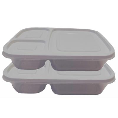 2x stuks lunchtrommels/bewaarbakjes 3-vaks kunststof grijs1.15 liter