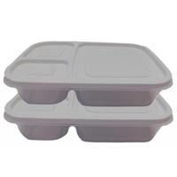 2x stuks lunchtrommels/bewaarbakjes 3-vaks kunststof grijs1.15 liter