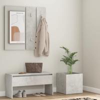 Garderobe set bewerkt hout betongrijs