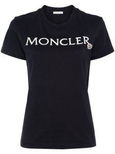 Moncler t-shirt en coton à logo brodé - Bleu