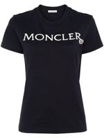 Moncler t-shirt en coton à logo brodé - Bleu