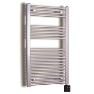 Elektrische Design Radiator Sanicare Plug & Play 111,8x60 cm Inox Look 730 Watt Met Chroom Thermostaat En Bluetooth Links Sanicare