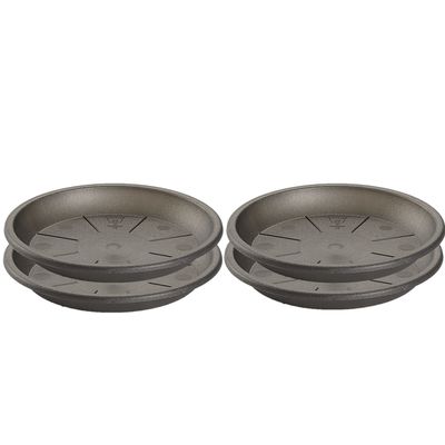 Set van 6x stuks water opvangschaal bakje Planten/bloempot antraciet grijs rond 24 cm