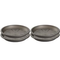 Set van 6x stuks water opvangschaal bakje Planten/bloempot antraciet grijs rond 24 cm