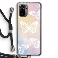 White butterfly: Xiaomi Redmi Note 10 Pro Transparant Hoesje met koord