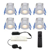 Set van 6 Milano inbouwspots 12V - IP65 waterdicht - 2700K warm wit - 3 Watt 200 lumen - RVS - Verandaverlichting - Dimbaar