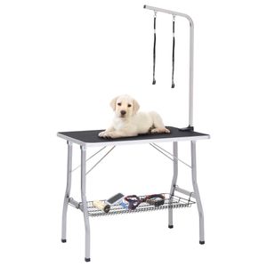 VidaXL Hondentrimtafel verstelbaar met 2 lussen en opbergschap