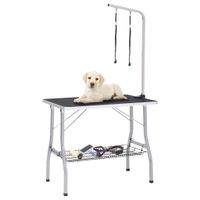 VidaXL Hondentrimtafel verstelbaar met 2 lussen en opbergschap