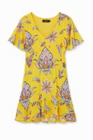 Jurk met V-hals en print - YELLOW - S