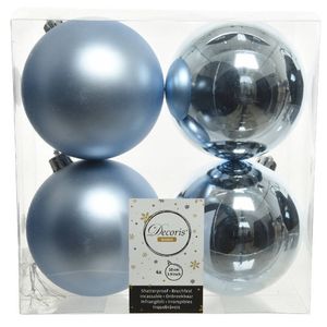 12x Kunststof kerstballen glanzend/mat lichtblauw 10 cm kerstboom versiering/decoratie - Kerstbal
