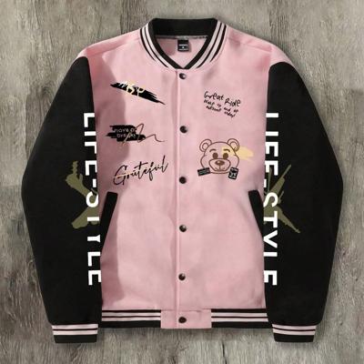 Bon&Bon Men's Cartoon Bear Print Bomber Jacket | Black Casual Coat Multicolor-3 / XL