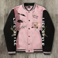 Bon&Bon Men's Cartoon Bear Print Bomber Jacket | Black Casual Coat Multicolor-3 / XL