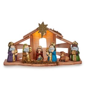 Krist+ kerststal - met led verlichting - incl. kerstbeelden - 30 cm   -