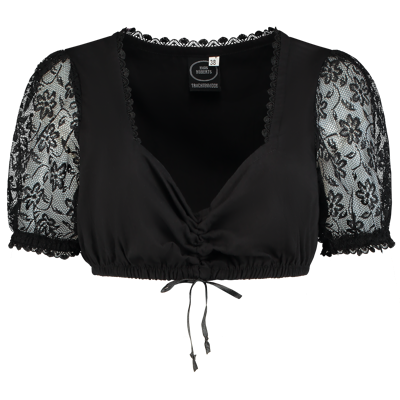 Dirndl bloes met kant mouw zwart