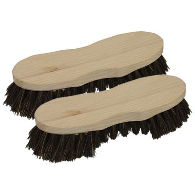 Set van 2x stuks schrobborstels van hout met baard s-vorm bruin