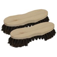 Set van 2x stuks schrobborstels van hout met baard s-vorm bruin