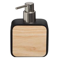 5Five zeeppompje/zeepdispenser - zwart - 10 x 15 cm - 200 ml - bamboe/kunststeen - badkamer hygiene   - - thumbnail