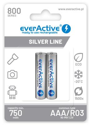 Herlaadbare batterijen everActive Ni-MH R03 AAA 800 mAh Silver Line - 2 stuks