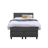 Leen Bakker - Boxspring Liv Egaal - Antraciet - 120x200 Cm - Ronde Poot - Stof - Grijs