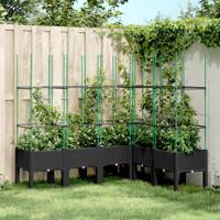 VidaXL Plantenbak met latwerk 160x120x142,5 cm polypropeen zwart