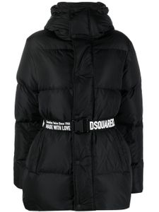 DSQUARED2 doudoune ceinturée à logo imprimé - Noir