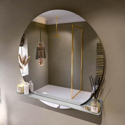 MONDIAZ SPOT spiegel rond 120cm met Spiegelplanchet kleur Plata.