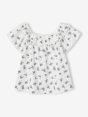 Blouse met bloemenprint voor meisjes wit