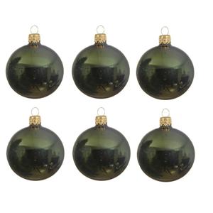 Kerstballen set - 6x stuks - donker groen - glas - 6 cm - glans - kerstversiering