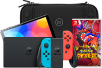 Nintendo Switch OLED Blauw/Rood + Pokémon Scarlet + BlueBuilt Beschermhoes - thumbnail