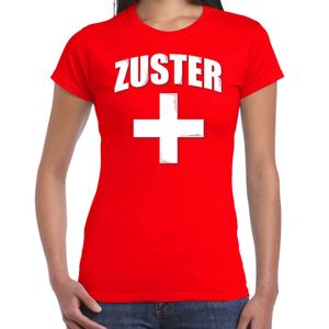 Zuster met kruis verkleed t-shirt rood voor dames 2XL  -