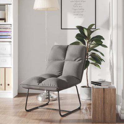 VidaXL Loungestoel met metalen frame fluweel lichtgrijs VidaXL Loungestoel met metalen frame fluweel lichtgrijs