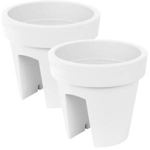 Balkon plantenpot/bloempot - 4x - wit - 5 liter - kunststof - D25 x H23 cm