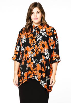 Yoek Blouse met strik BELLA | Zwart | Maat 54/56