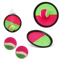 Vangbalspel met klittenband incl 3x ballen - roze/groen - strand speelgoed - Vang- en werpspel - thumbnail