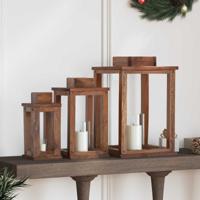 VidaXL Lantaarn 3 pcs naturel mahoniehout