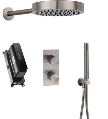 Ben Engraved Line inbouw regendoucheset Ø25cm met staafhanddouche gunmetal pvd
