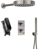 Ben Engraved Line inbouw regendoucheset Ø25cm met staafhanddouche gunmetal pvd