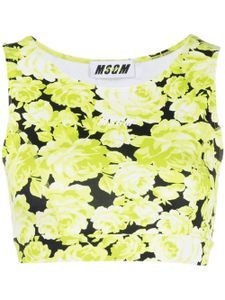 MSGM débardeur crop à fleurs - Vert