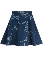 Nina Ricci jupe-short à nœud imprimé - Bleu