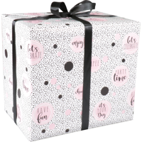 Cadeaupapier | 50cm | 100m | 80gr/m² | Party time | wit/zwart/roze
