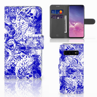 Telefoonhoesje met Naam Samsung Galaxy S10 Angel Skull Blauw - thumbnail