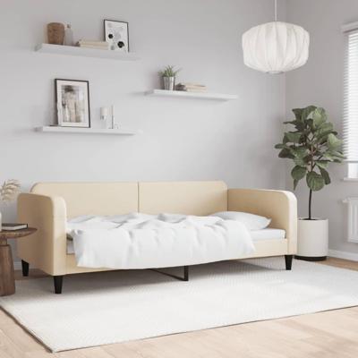 Slaapbank 90x200 cm stof crmekleurig