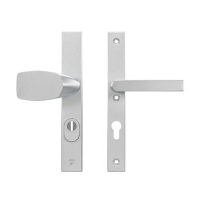 AXA AXA veiligheidsbeslag voordeur Edge Plus rechth. smalschild Wing knop/Blok-kruk PC72 kerntrekbeveiliging SKG3 - aluminium