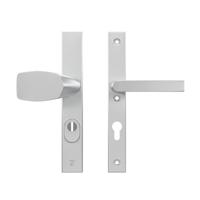 AXA AXA veiligheidsbeslag voordeur Edge Plus rechth. smalschild Wing knop/Blok-kruk PC72 kerntrekbeveiliging SKG3 - aluminium