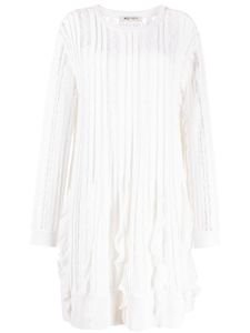 Ports 1961 robe en maille Flutter à manches longues - Blanc