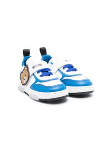 Moschino Kids baskets en cuir à appliqué logo - Bleu