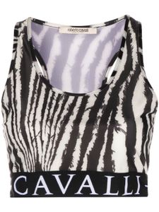 Roberto Cavalli haut crop à imprimé animalier - Noir