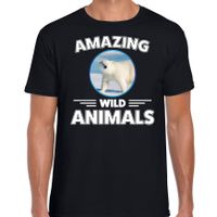 T-shirt ijsberen amazing wild animals / dieren zwart voor heren