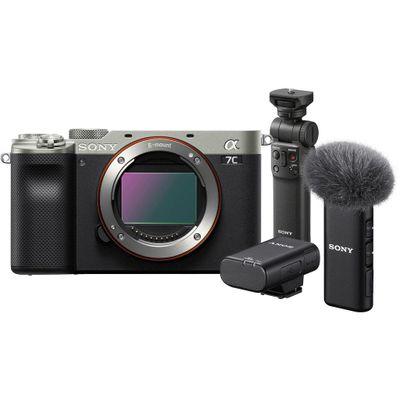 Sony A7C Body Zilver + GP-VPT2BT Grip + ECM-W2BT Microfoon