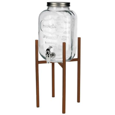 Limonade/drankdispenser op verhoger - 5 liter - transparant glas - H48 x B21 cm